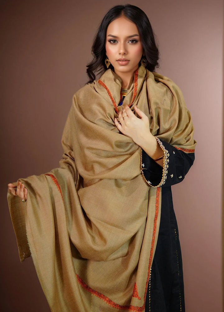 Sanaulla Exclusive Range Pashmina Shawl KPS D-19 Dark Brown 1 - Winter Collection