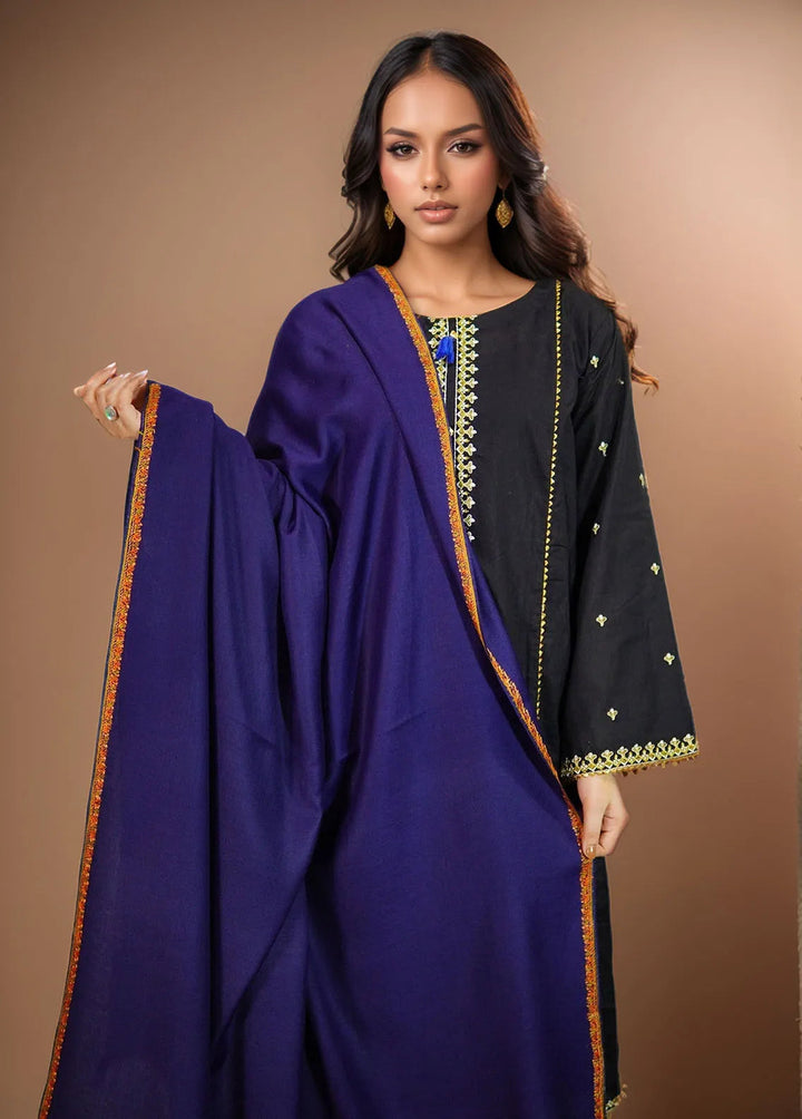 Sanaulla Exclusive Range Pashmina Shawl KPS D-19 Navy Blue 1 - Winter Collection