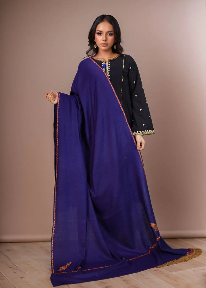 Sanaulla Exclusive Range Pashmina Shawl KPS D-19 Navy Blue 2 - Winter Collection