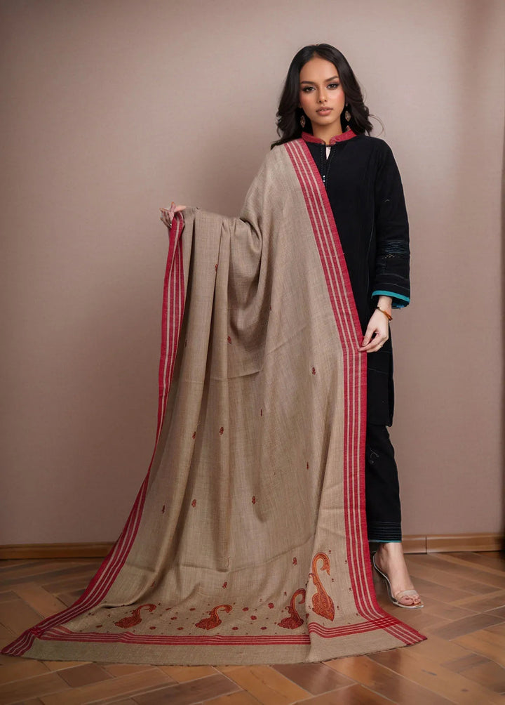 Sanaulla Exclusive Range Pashmina Shawl KPS D-2 Dark Brown - Winter Collection
