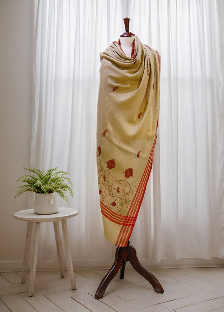 Sanaulla Exclusive Range Pashmina Shawl KPS D-2 Light Brown 2 - Winter Collection