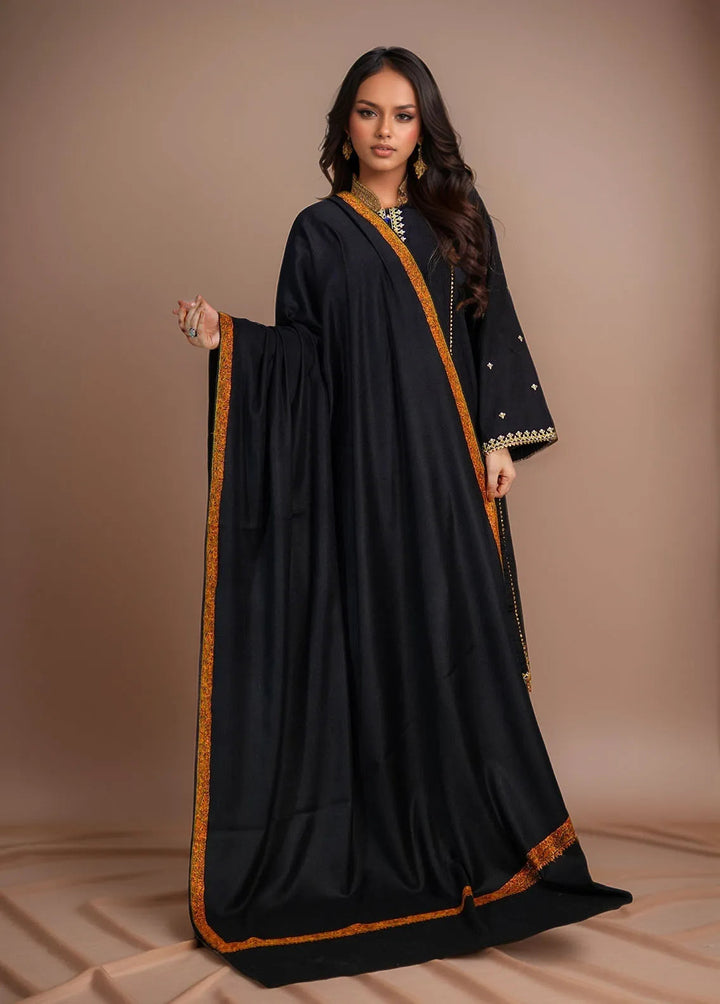 Sanaulla Exclusive Range Pashmina Shawl KPS D-28 Black - Winter Collection