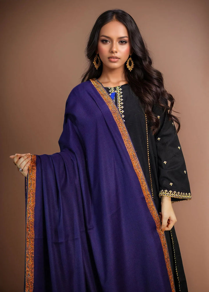 Sanaulla Exclusive Range Pashmina Shawl KPS D-28 Navy Blue 1 - Winter Collection