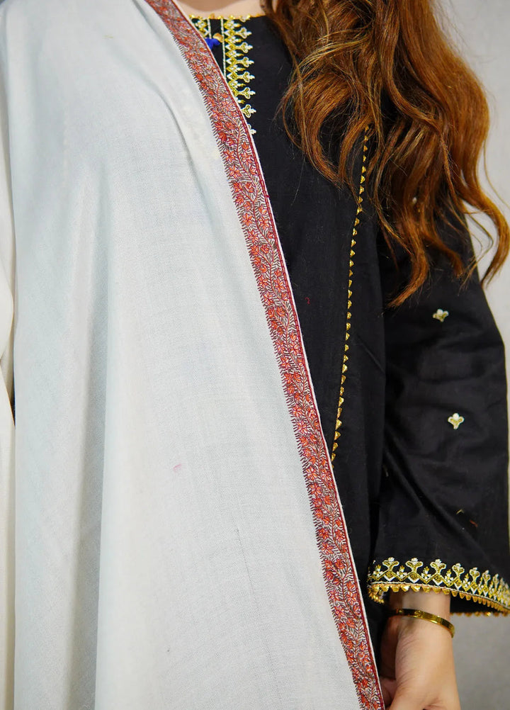 Sanaulla Exclusive Range Pashmina Shawl KPS D-28 Off White 1 - Winter Collection