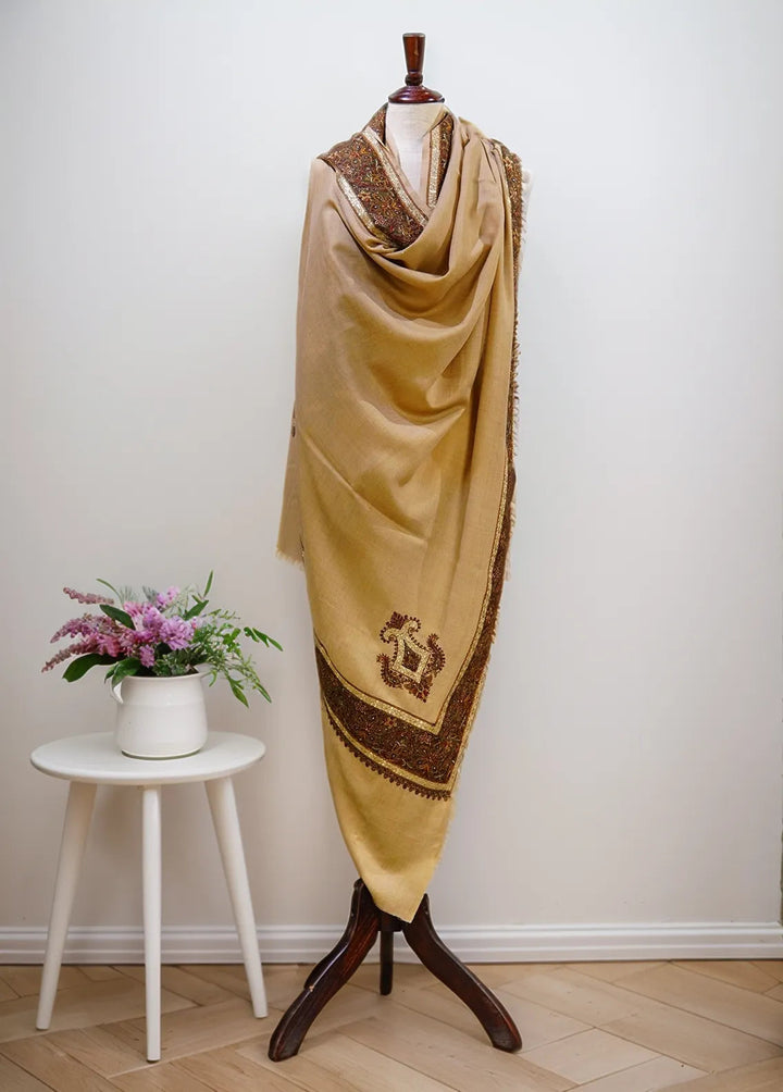 Sanaulla Exclusive Range Pashmina Shawl KPS D-32 Brown - Winter Collection