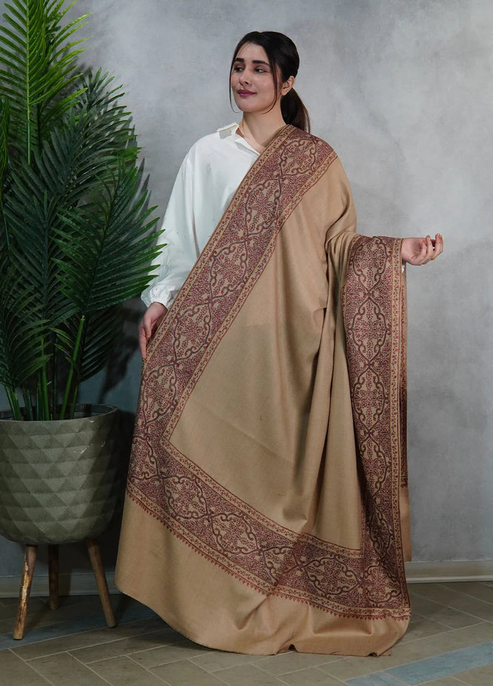 Sanaulla Exclusive Range Pashmina Shawl KPS D-33 Brown 1 - Winter Collection