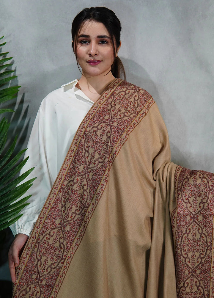 Sanaulla Exclusive Range Pashmina Shawl KPS D-33 Brown 1 - Winter Collection