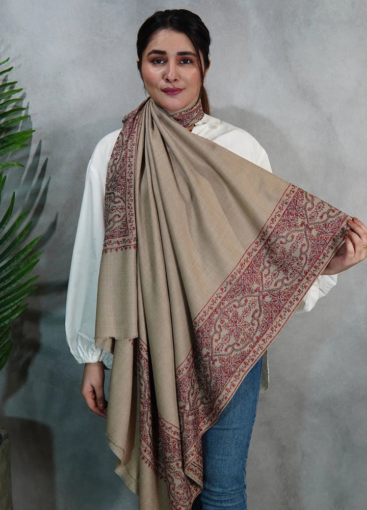 Sanaulla Exclusive Range Pashmina Shawl KPS D-33 Light Brown - Winter Collection