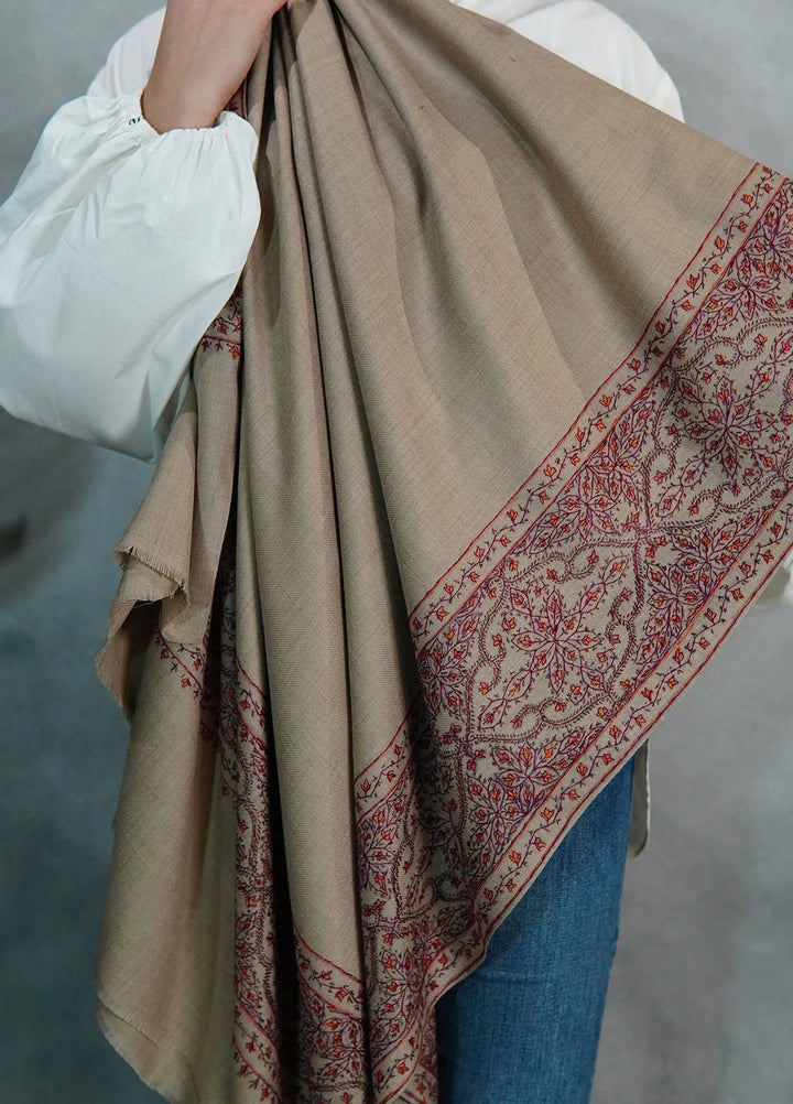 Sanaulla Exclusive Range Pashmina Shawl KPS D-33 Light Brown - Winter Collection