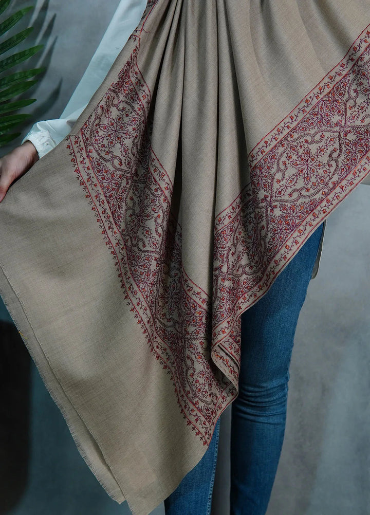 Sanaulla Exclusive Range Pashmina Shawl KPS D-33 Light Brown - Winter Collection