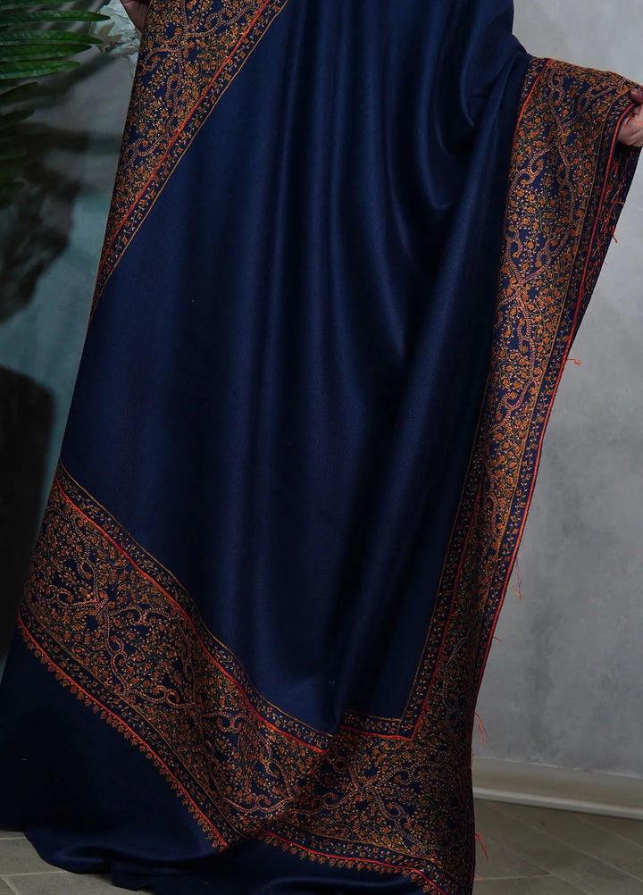 Sanaulla Exclusive Range Pashmina Shawl KPS D-33 Navy Blue - Winter Collection