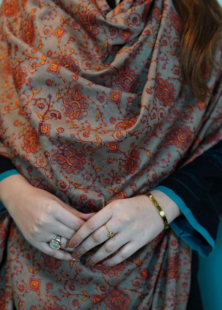 Sanaulla Exclusive Range Pashmina Shawl KPS D-34 Dark Brown - Winter Collection