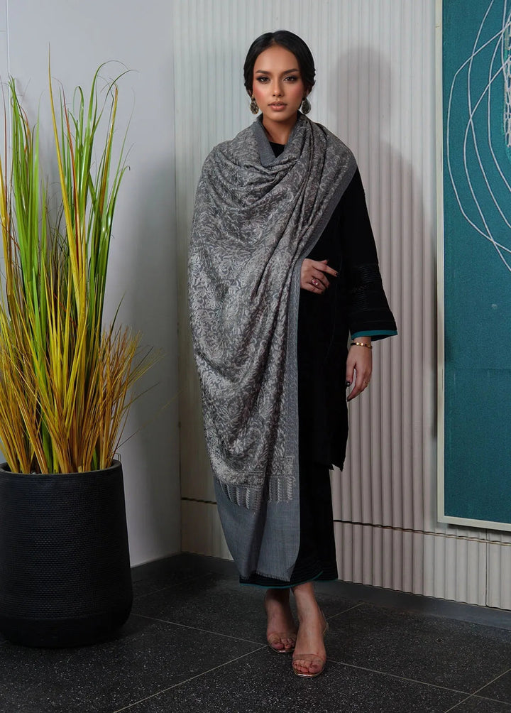Sanaulla Exclusive Range Pashmina Shawl KPS D-35 Grey - Winter Collection