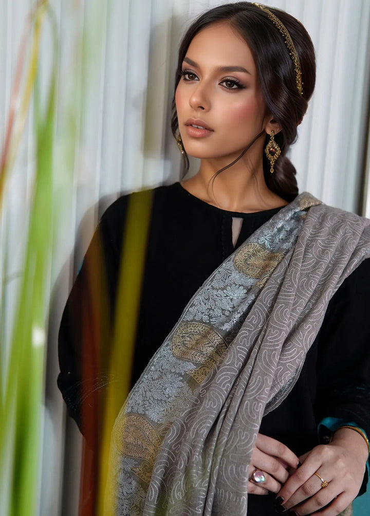 Sanaulla Exclusive Range Pashmina Shawl KPS D-35 Grey - Winter Collection