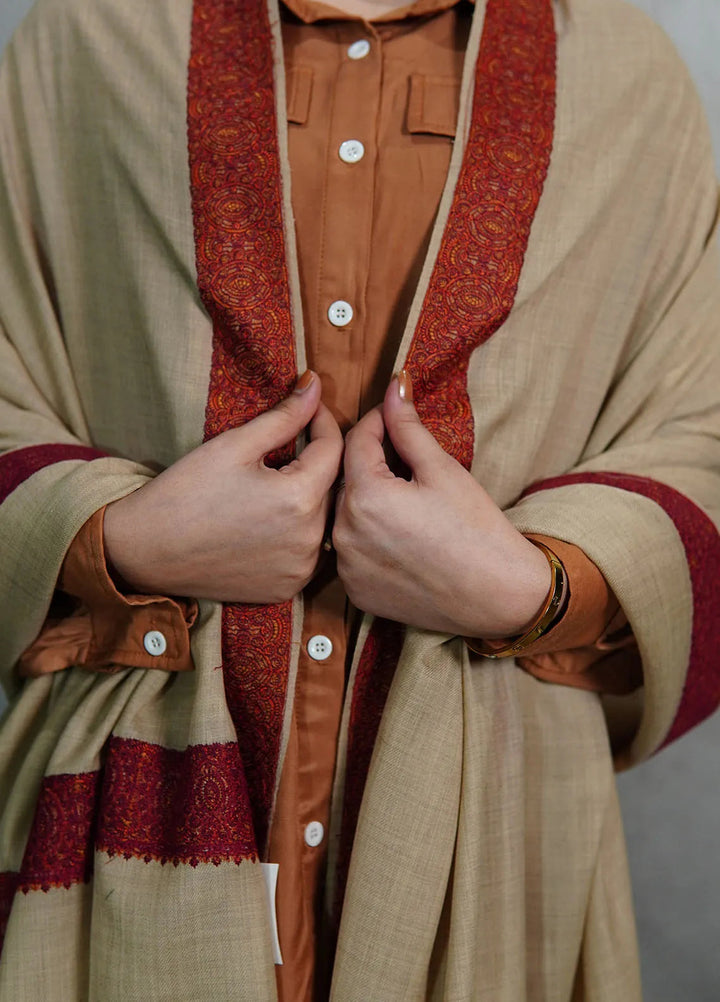 Sanaulla Exclusive Range Pashmina Shawl KPS D-37 Mehroon - Winter Collection