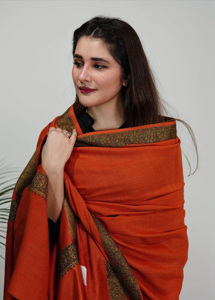Sanaulla Exclusive Range Pashmina Shawl KPS D-37 Orange - Winter Collection