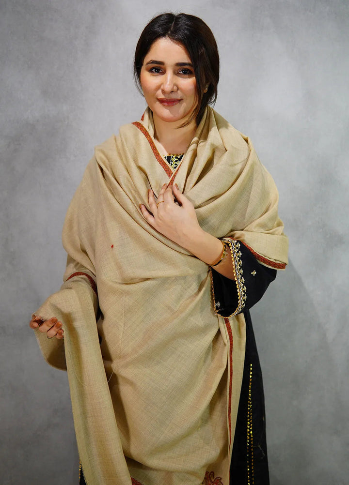 Sanaulla Exclusive Range Pashmina Shawl KPS D-38 Brown - Winter Collection