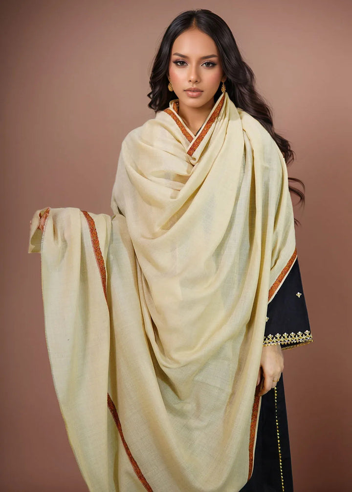 Sanaulla Exclusive Range Pashmina Shawl KPS D-38 Cream - Winter Collection