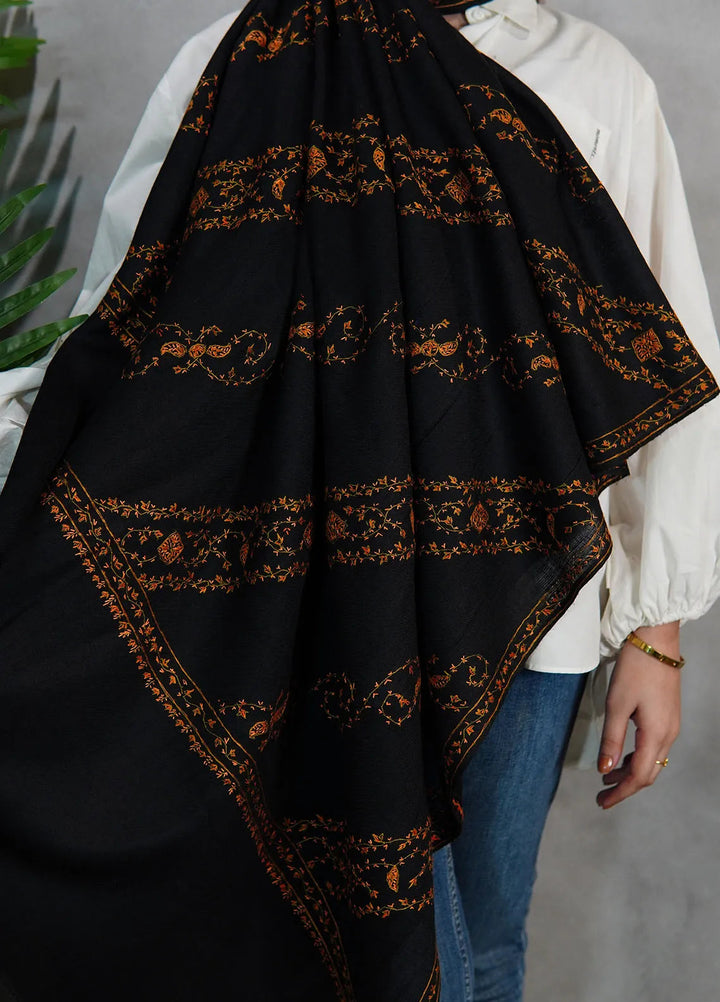 Sanaulla Exclusive Range Pashmina Shawl KPS D-39 Black - Winter Collection