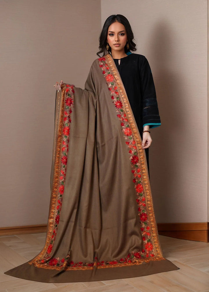 Sanaulla Exclusive Range Pashmina Shawl KPS D-4 Dark Brown 1 - Winter Collection