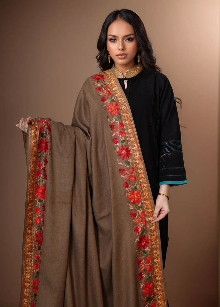 Sanaulla Exclusive Range Pashmina Shawl KPS D-4 Dark Brown 1 - Winter Collection