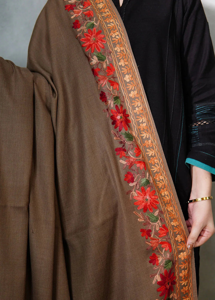 Sanaulla Exclusive Range Pashmina Shawl KPS D-4 Dark Brown 1 - Winter Collection