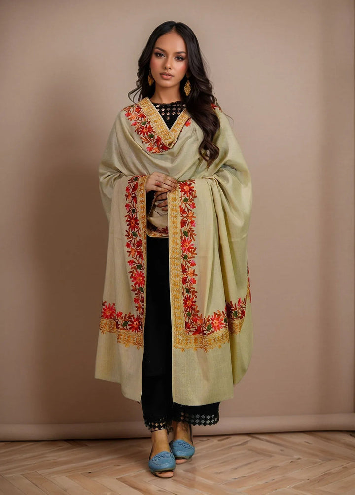Sanaulla Exclusive Range Pashmina Shawl KPS D-4 Fawn 4 - Winter Collection