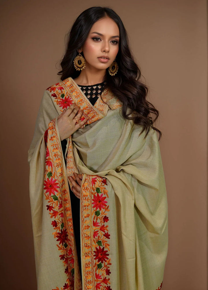 Sanaulla Exclusive Range Pashmina Shawl KPS D-4 Fawn - Winter Collection