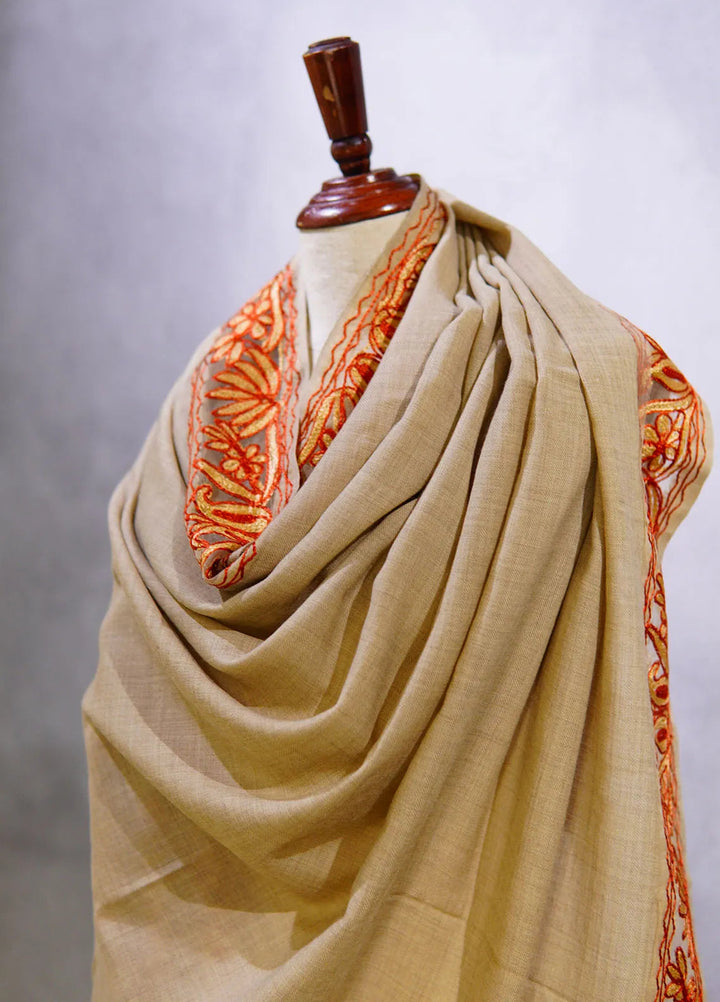 Sanaulla Exclusive Range Pashmina Shawl KPS D-40 Beige - Winter Collection