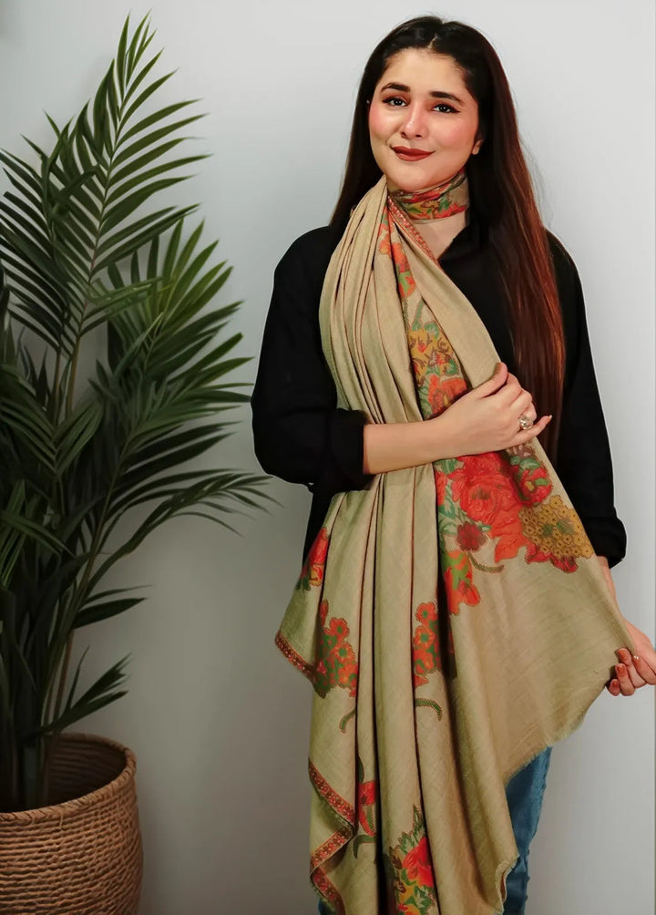 Sanaulla Exclusive Range Pashmina Shawl KPS D-42 Beige 2 - Winter Collection