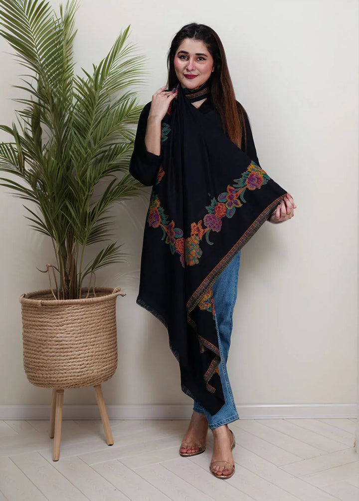 Sanaulla Exclusive Range Pashmina Shawl KPS D-42 Black - Winter Collection