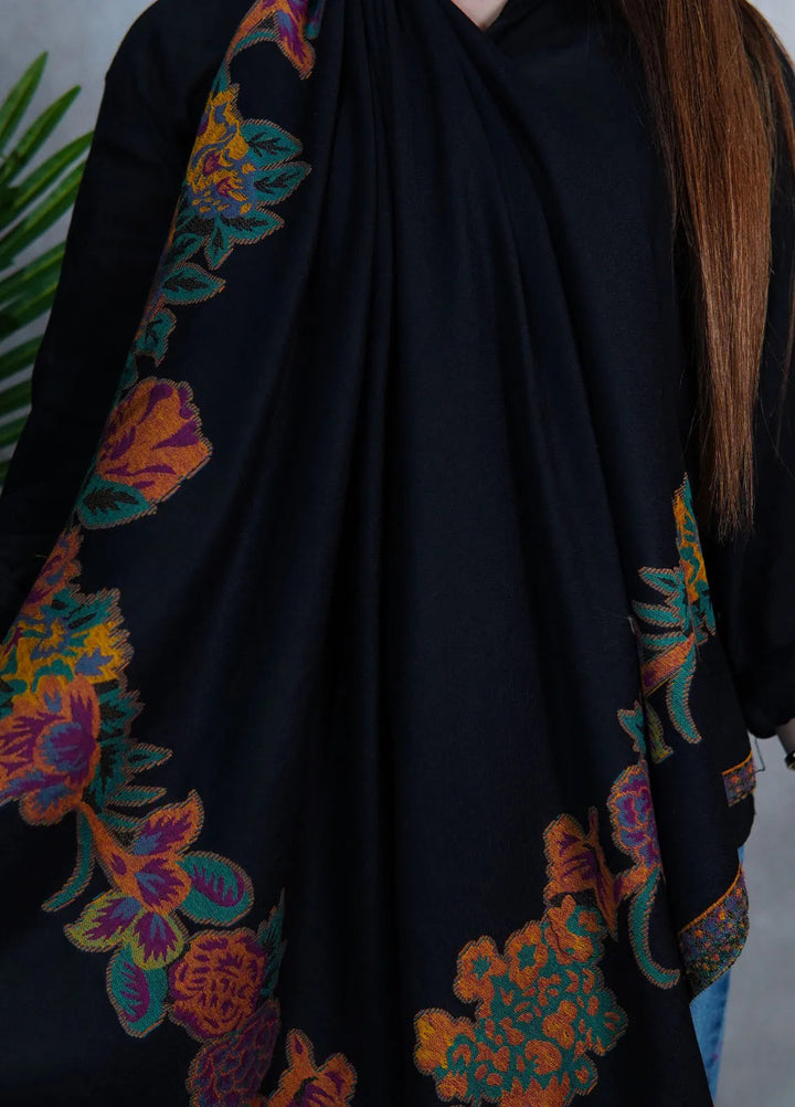 Sanaulla Exclusive Range Pashmina Shawl KPS D-42 Black - Winter Collection