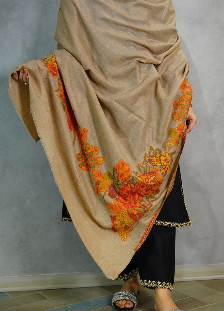 Sanaulla Exclusive Range Pashmina Shawl KPS D-42 Brown 3 - Winter Collection