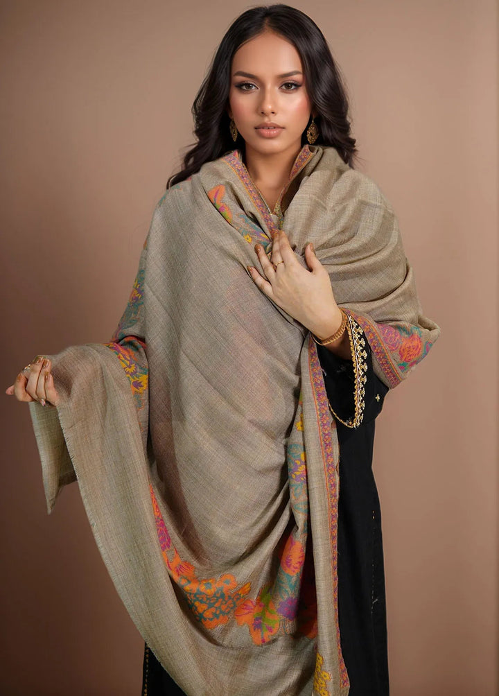 Sanaulla Exclusive Range Pashmina Shawl KPS D-42 Dark Brown 1 - Winter Collection