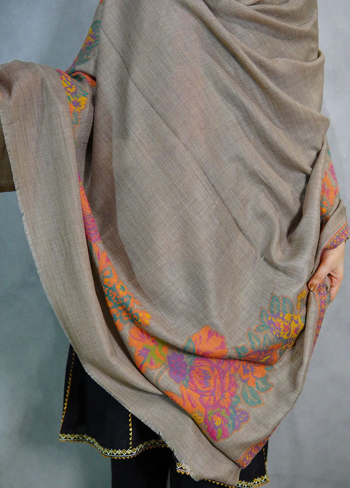 Sanaulla Exclusive Range Pashmina Shawl KPS D-42 Dark Brown 1 - Winter Collection