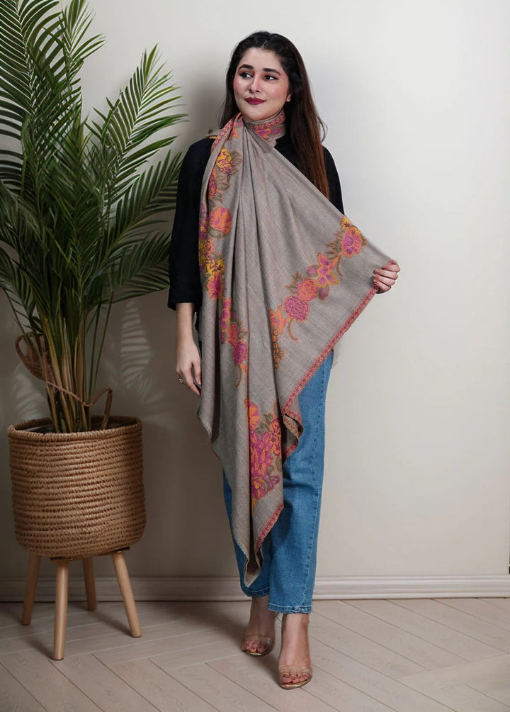 Sanaulla Exclusive Range Pashmina Shawl KPS D-42 Dark Brown 2 - Winter Collection