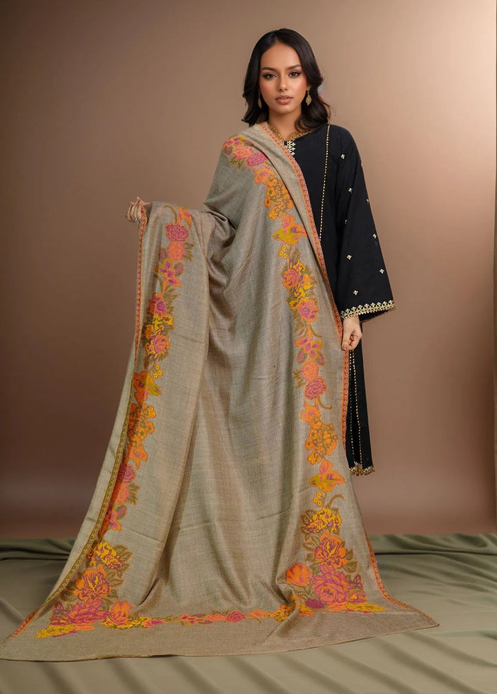 Sanaulla Exclusive Range Pashmina Shawl KPS D-42 Dark Brown - Winter Collection