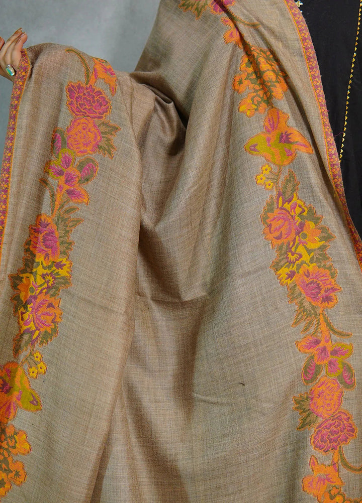 Sanaulla Exclusive Range Pashmina Shawl KPS D-42 Dark Brown - Winter Collection