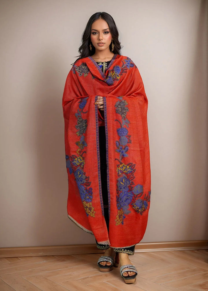 Sanaulla Exclusive Range Pashmina Shawl KPS D-42 Mehroon - Winter Collection
