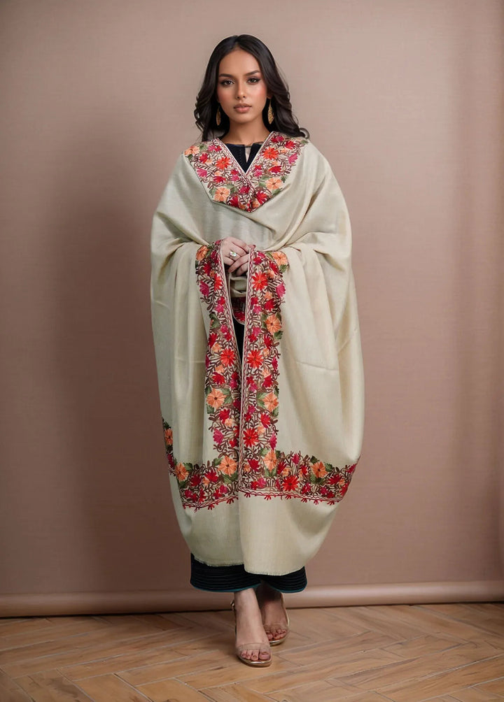 Sanaulla Exclusive Range Pashmina Shawl KPS D-5 Fawn 2 - Winter Collection