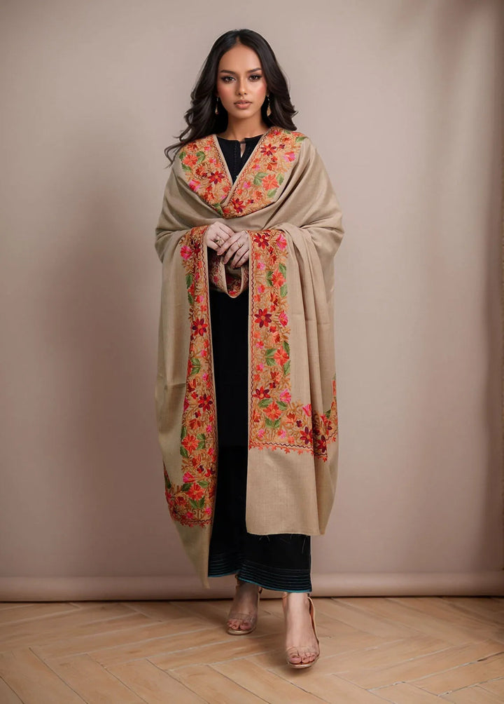 Sanaulla Exclusive Range Pashmina Shawl KPS D-5 Light Brown 3 - Winter Collection