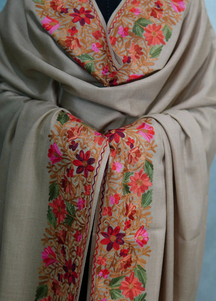 Sanaulla Exclusive Range Pashmina Shawl KPS D-5 Light Brown 3 - Winter Collection