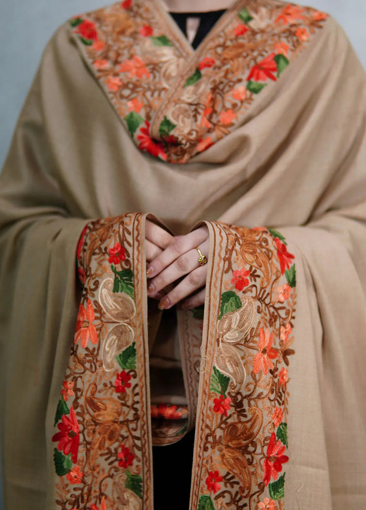 Sanaulla Exclusive Range Pashmina Shawl KPS D-5 Light Brown - Winter Collection