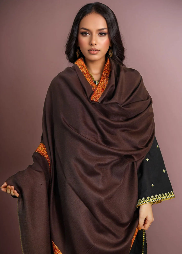 Sanaulla Exclusive Range Pashmina Shawl KPS D-51 Dark Brown 1 - Winter Collection