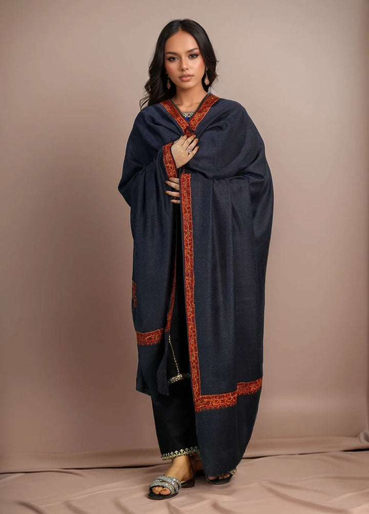 Sanaulla Exclusive Range Pashmina Shawl KPS D-51 Dark Grey - Winter Collection