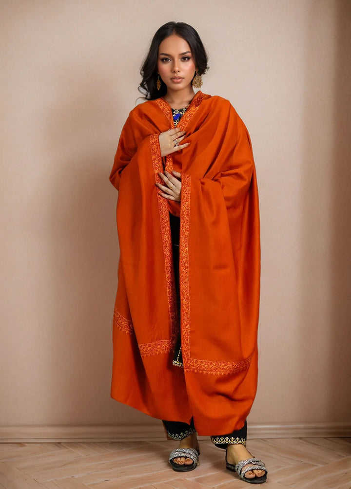 Sanaulla Exclusive Range Pashmina Shawl KPS D-51 Orange 2 - Winter Collection