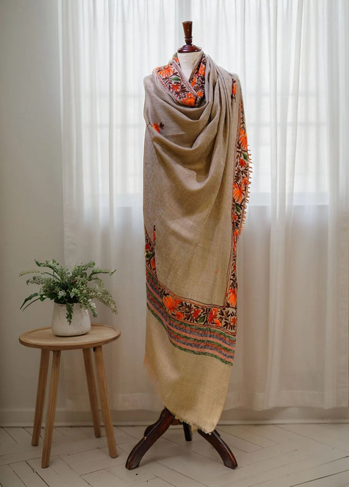 Sanaulla Exclusive Range Pashmina Shawl KPS D-55 Light Grey - Winter Collection