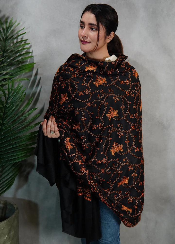 Sanaulla Exclusive Range Pashmina Shawl KPS D-57 Black 4 - Winter Collection