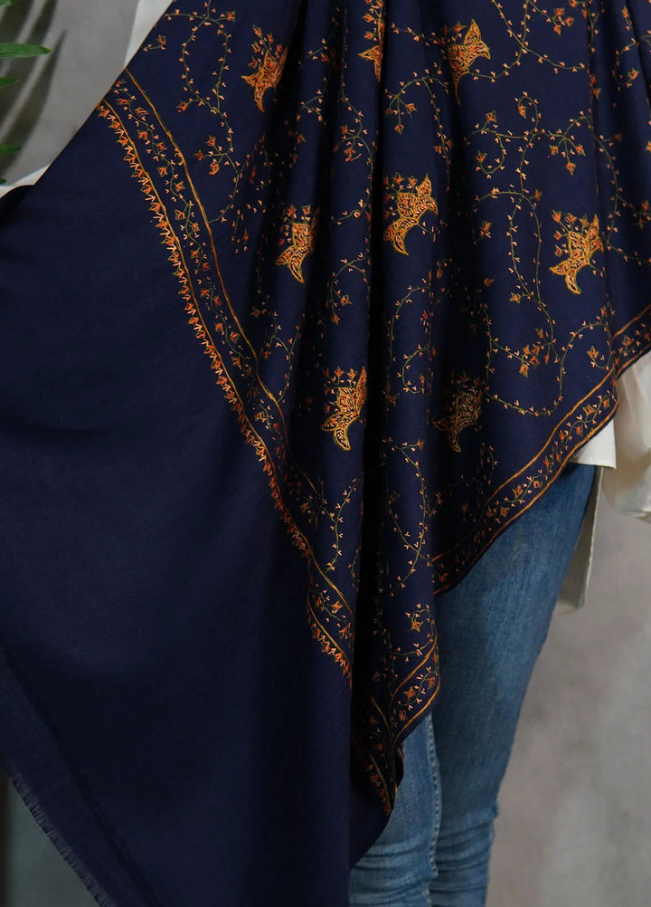 Sanaulla Exclusive Range Pashmina Shawl KPS D-57 Navy Blue 1 - Winter Collection