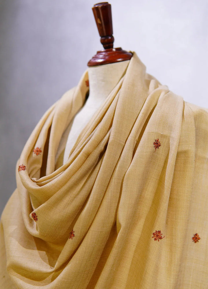 Sanaulla Exclusive Range Pashmina Shawl KPS D-58 Fawn - Winter Collection